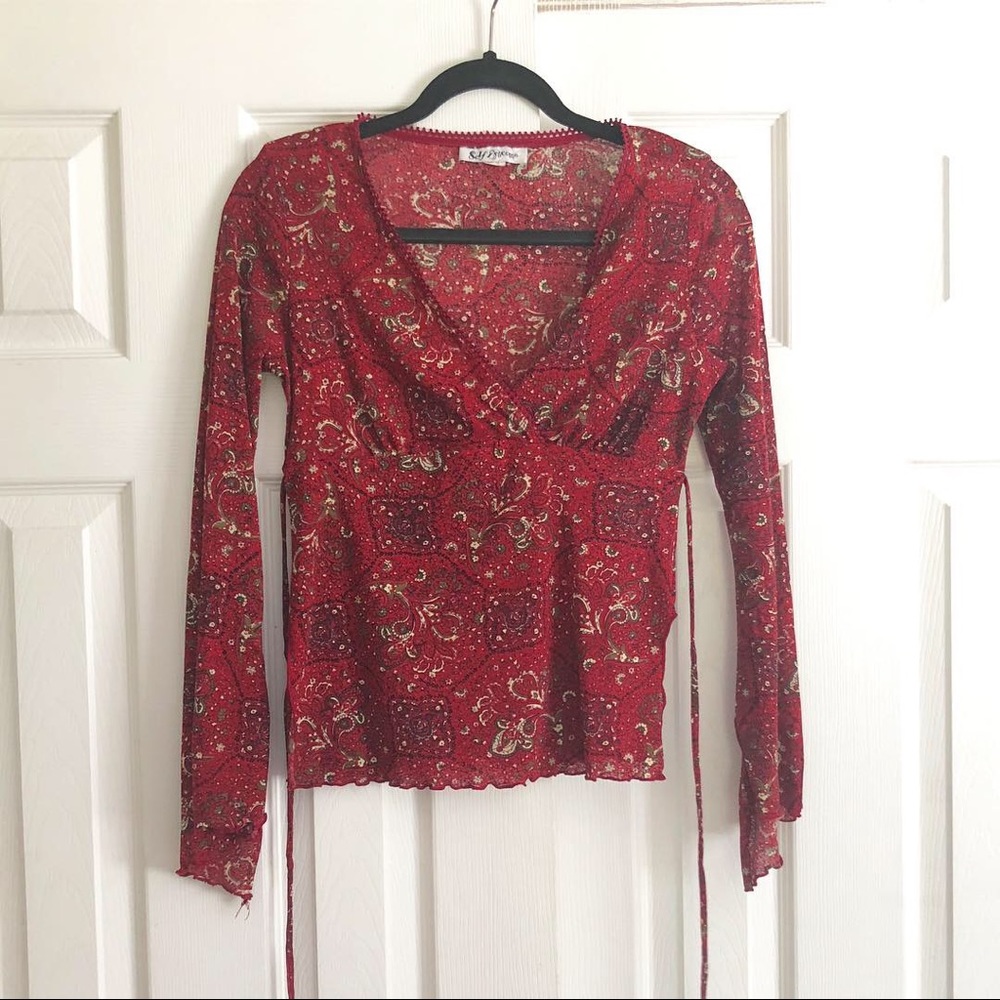 Lettuce Hem Vintage Self Esteem Wrap Top Paisley